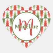 Geometric Christmas Tree Grove Hart Sticker (Voorkant)