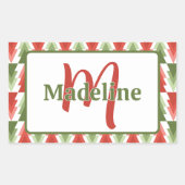 Geometric Christmas Tree Grove Rechthoekige Sticker (Voorkant)