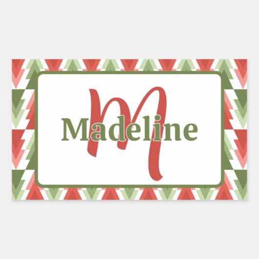 Geometric Christmas Tree Grove Rechthoekige Sticker (Voorkant)