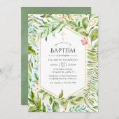 Geometric Crystal Greenery Baptisme Kaart (Voorkant / Achterkant)