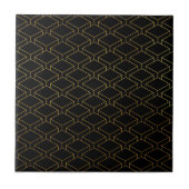 Geometric Cube Pattern Tegel - Zwart en Goud Tegeltje (Voorkant)