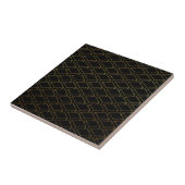 Geometric Cube Pattern Tegel - Zwart en Goud Tegeltje (Zijkant)