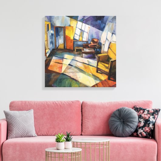 Geometric Cubist Sunlight Interior Canvas Afdruk (Insitu (Woonkamer))