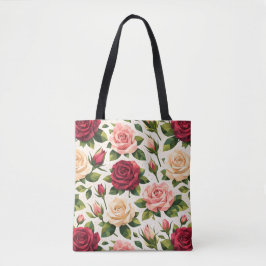 Geometric Cute Rose Pattern Pink Red Peach Floral Draagtas
