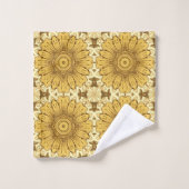 Geometric Daisy Pattern in Mustard Gold Bad Handdoek (Wasdoekje)