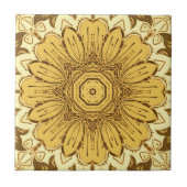 Geometric Daisy Pattern in Mustard Gold Tegeltje (Voorkant)