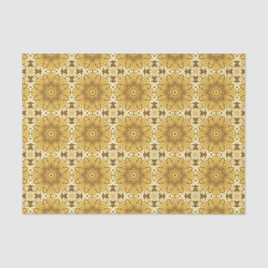 Geometric Daisy Pattern in Mustard Gold Tissuepapier (Voorkant)