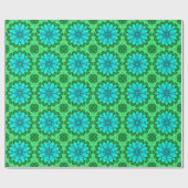 Geometric Daisy Pattern in Turquoise en Green Cadeaupapier (Vlak)