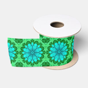 Geometric Daisy Pattern in Turquoise en Green Lint