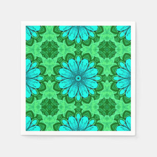 Geometric Daisy Pattern in Turquoise en Green Servet