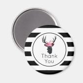 Geometric Deer Head B&W Stripes Dank u Magneet (Voorkant / Achterkant)