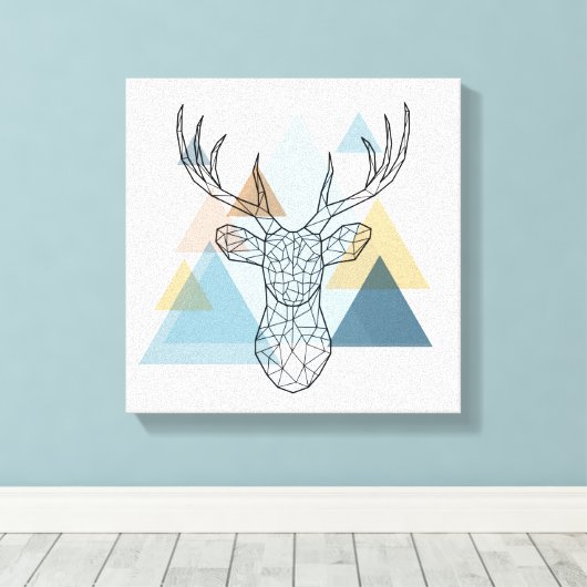 Geometric Deer Portret Canvas Afdruk (Insitu (Houten vloer))