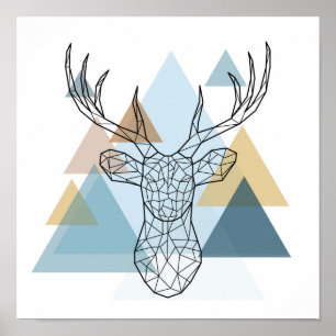 Geometric Deer Portret Poster