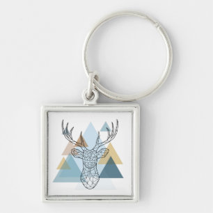 Geometric Deer Portret Sleutelhanger