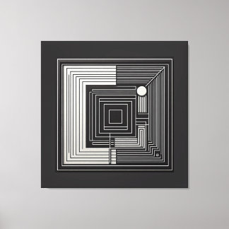 Geometric Depth Grid Canvas Afdruk