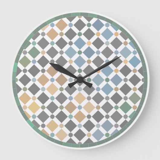 Geometric Diamond Pattern Wall Clock – Modern Alha Grote Klok (Voorkant)