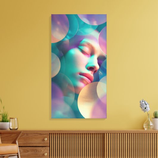 Geometric Dreams Abstract Sleeping Woman Canvas Ar (Insitu (Woonkamer))