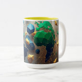 Geometric Earth Art, Abstract Global Network Mug (Devant droit)