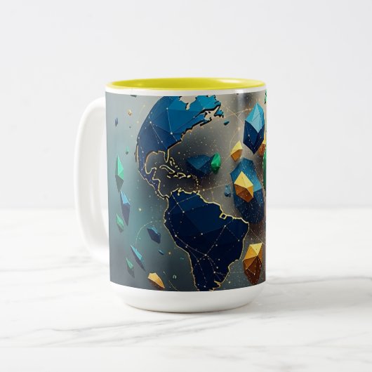 Geometric Earth Art, Abstract Global Network Mug (Devant gauche)