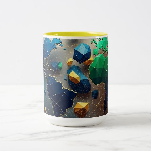 Geometric Earth Art, Abstract Global Network Mug (Centre)