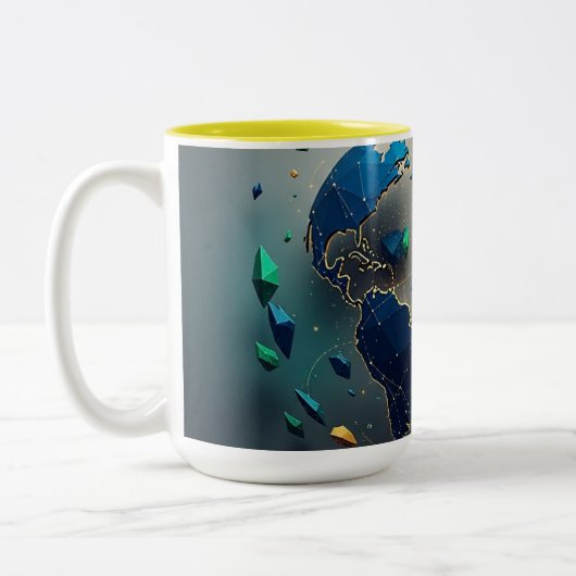 Geometric Earth Art, Abstract Global Network Mug (Gauche)