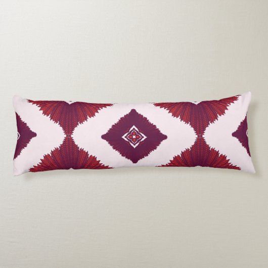 Geometric Ethnic Pattern Body Pillow – Burgundy Re Lichaamskussen (Achterkant)