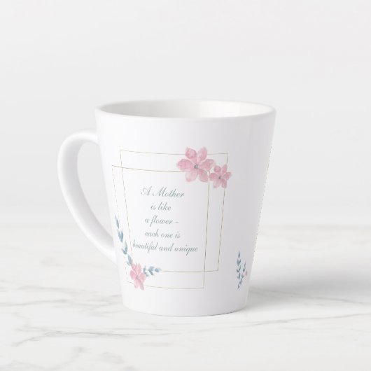 Geometric Floral Beauful Moeder Quote Latte Mok (Linkerhoek)