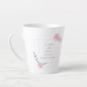 Geometric Floral Beauful Moeder Quote Latte Mok