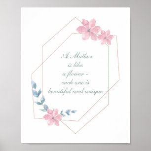 Geometric Floral Beauful Moeder Quote Poster