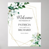 Geometric Floral Greenery Wedding Welkomstbord Poster (Voorkant)