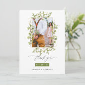 Geometric Forest Greenery Wedding Foto Bedankkaart (Staand voorkant)