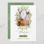 Geometric Forest Greenery Wedding Foto Bedankkaart (Voorkant / Achterkant)