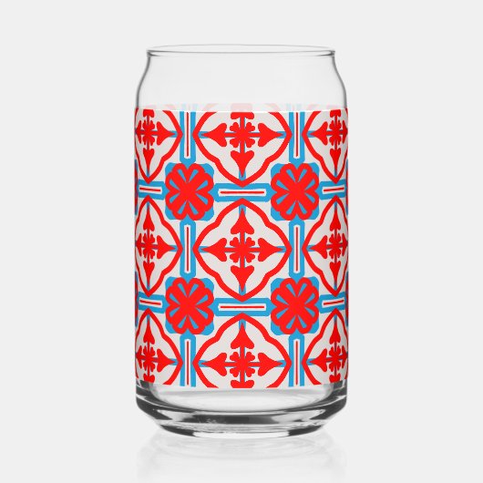 Geometric Four Red Leaves Can Glass (Verso)