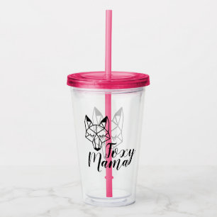 Geometric Fox Foxy Mama Script Acryl Drinkbeker