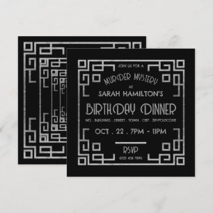 Geometric Gatsby Style, Murder Mystery Birthday Kaart