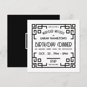 Geometric Gatsby Style, Murder Mystery Birthday Kaart