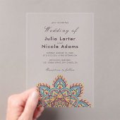 Geometric Glittering Metallic Luxury Wedding Acryl Uitnodigingen (Insitu (Draagbaar))