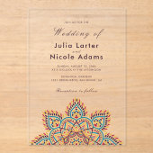 Geometric Glittering Metallic Luxury Wedding Acryl Uitnodigingen (Voorkant)