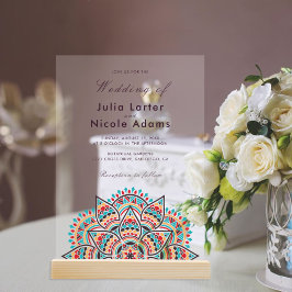 Geometric Glittering Metallic Luxury Wedding Acryl Uitnodigingen