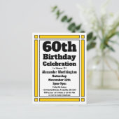 Geometric Gold 60th Birthday Invitation Briefkaart (Staand voorkant)