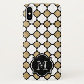 Geometric Gold Black White Quatrefoil Monogram Case-Mate iPhone Case (Achterkant)