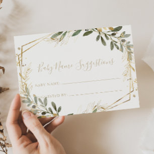 Geometric Gold Greenery Baby Name Suggestions Kaar Visitekaartje