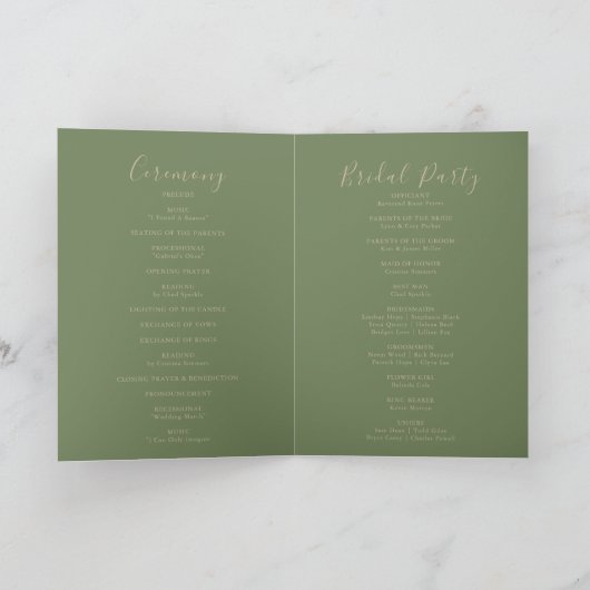 Geometric Gold Greenery Folded Wedding Program Programma (Binnen)