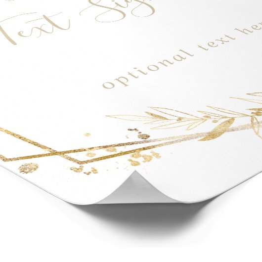 Geometric Gold Greenery Herfst Custom Text Sign Poster (Hoek)