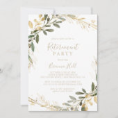 Geometric Gold Greenery Herfst Retirement Party Kaart (Voorkant)