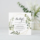 Geometric Gold Tropical BabyQ Baby shower Barbecue Kaart (Staand voorkant)