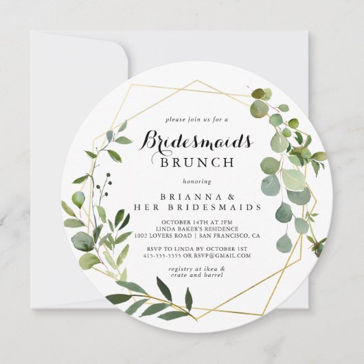 Geometric Gold Tropical Bridesmaids Brunch Shower Kaart (Voorkant)