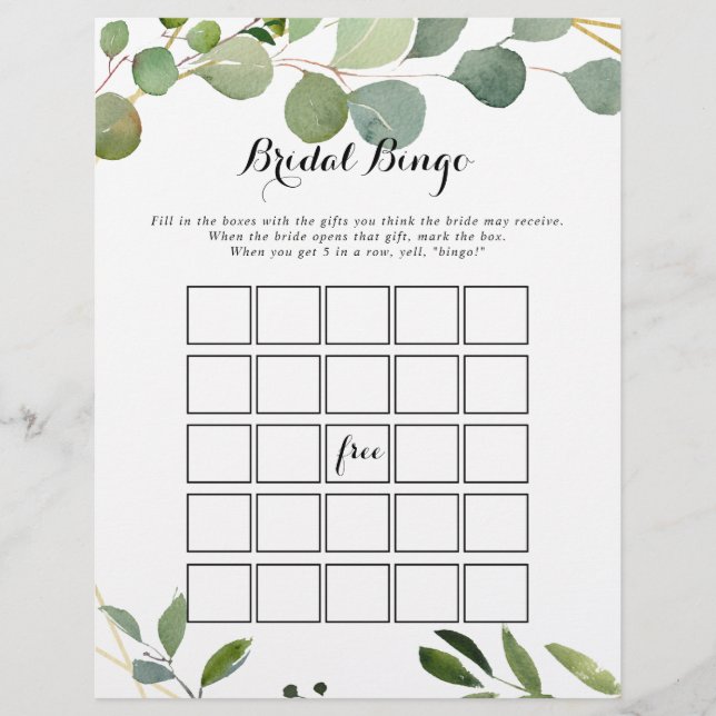 Geometric Gold Tropical Green Bingo Game (Voorkant)