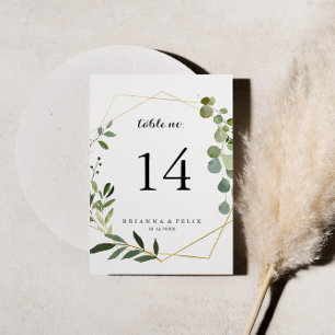 Geometric Gold Tropical Green Calligraphy Wedding Kaart