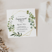 Geometric Gold Tropical Green Engagement Party Kaart